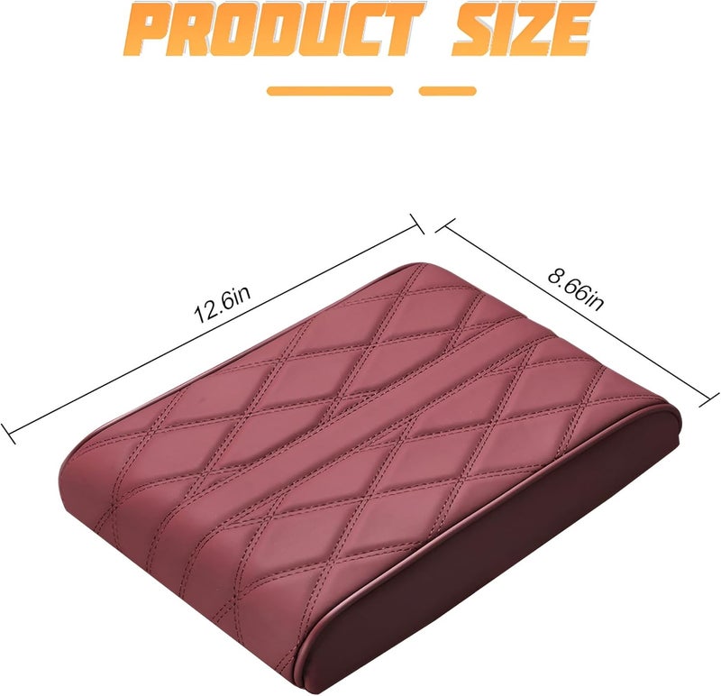 Mandark Car Center Console Cover, Soft Leather Memory Foam Automotive Armrest Seat Box Cushion Pad, Waterproof Comforable Vehicle Arm Rest Mat Accessories, Universal for RV, SUV, Truck (Wine Red) - Image 2